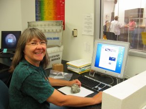 Theresa numbers the rock